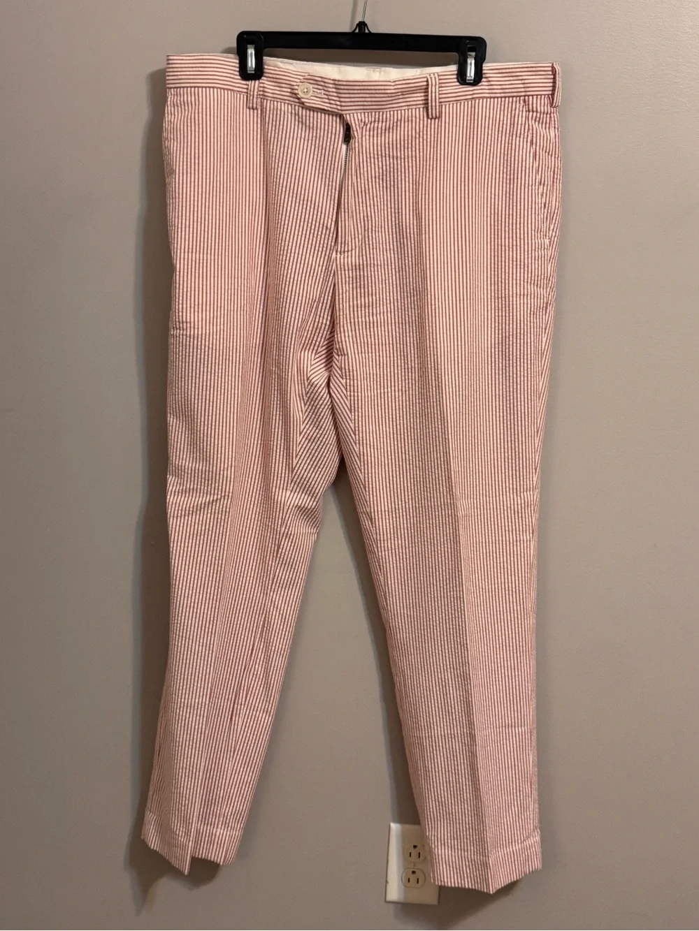 Brooks Brothers Milano Fit Seersucker Pants Men’s 40x30 Red White Stripe